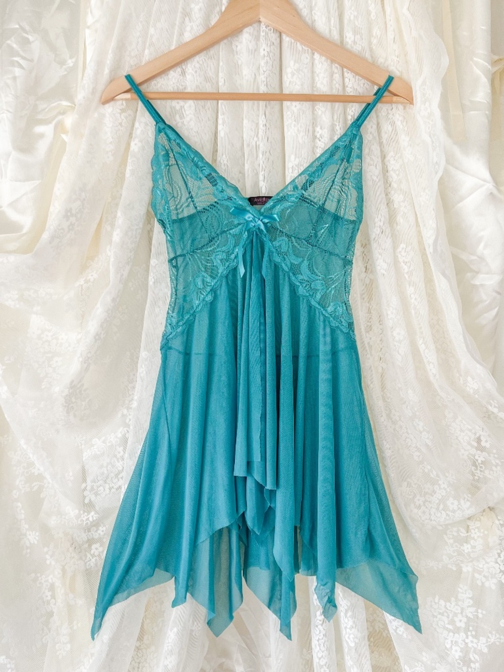 Avidlove Turquoise Lace Flyaway Handkerchief Babydoll